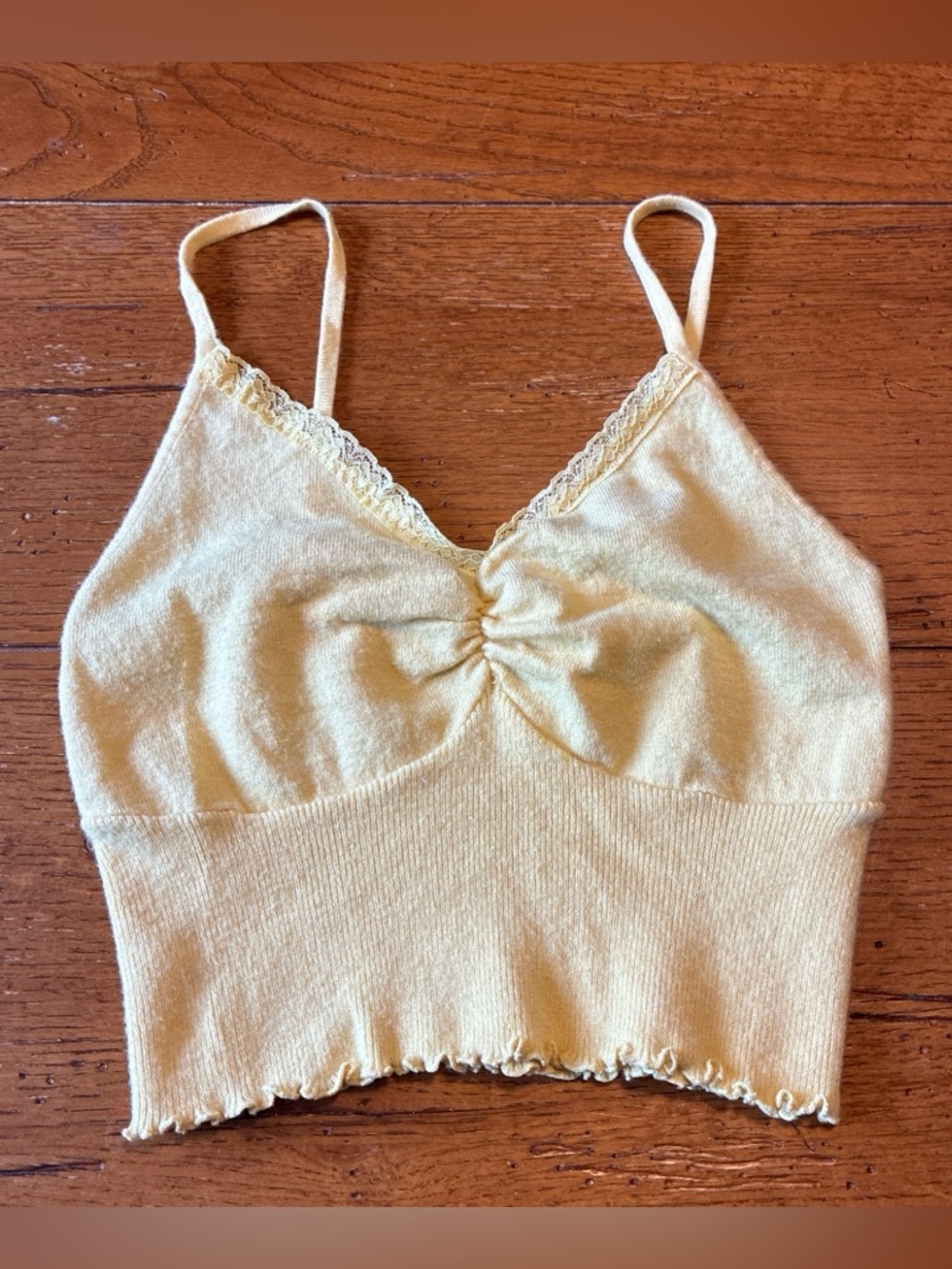 La Hearts Soft Yellow Knit Tank Top